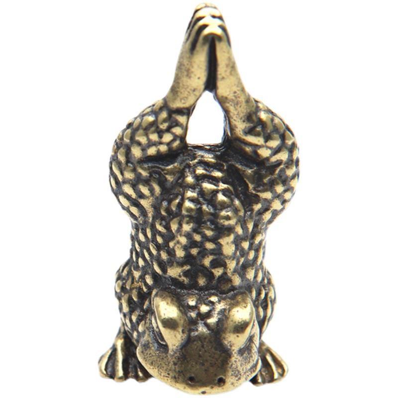 Винтажная латунная милая перевернутая статуя лягушки для йоги в стиле дзен, фигурки, скульптура лягушки для йоги, украшение для дома