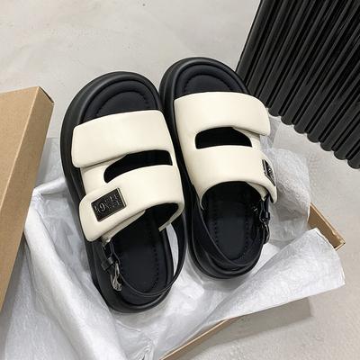 Весна и лето 2024 новые платформенные спортивные сандалии модные универсальные с пряжкой пляжная обувь тонкие римские сандалии тренд