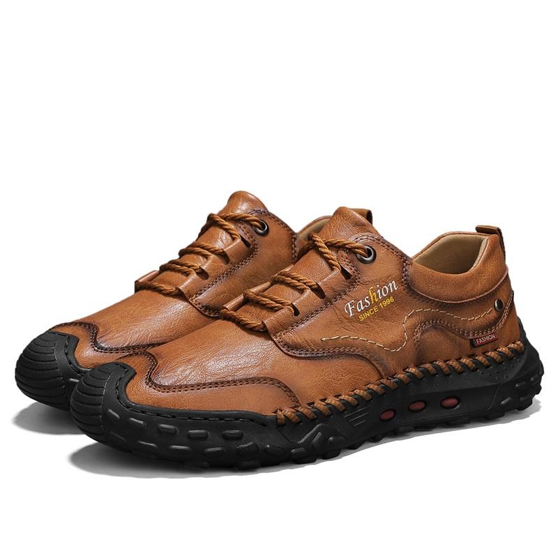 Модная мужская кожаная повседневная обувь, дышащая обувь ручной работы, мягкая рабочая обувь с низким верхом, кожаные ботильоны