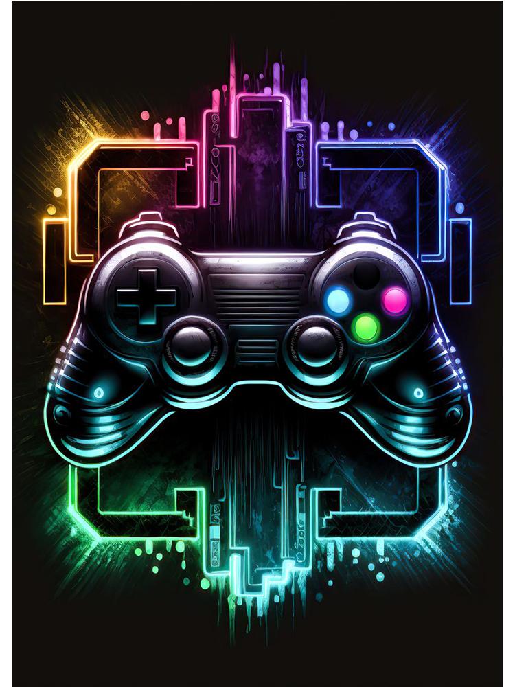 Неоновый красочный геймерский контроллер, крутой игровой настенный художественный холст, живопись, поп-арт, постеры и принты, декор для комнаты, подарок, Cuadros, без светодиода
