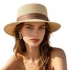 Hat Women's New Summer Flat Top Hat Seaside Sun Hat European and American Sun Hat Beach Sunscreen Hat