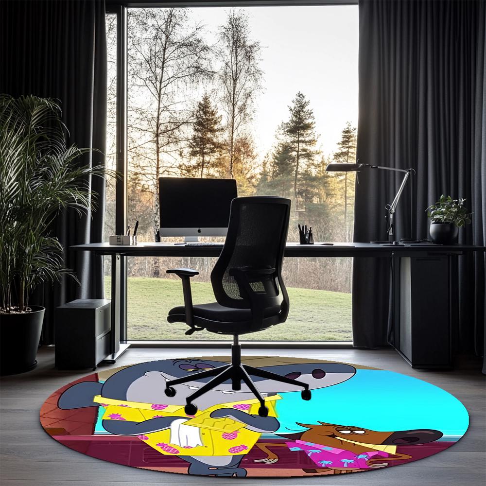 Zig & Sharko Printed Round Rug Carpet Chair Rug Area Rug Entryway Doormats,for Office Chair Living Room Bedroom Kitchen Room.