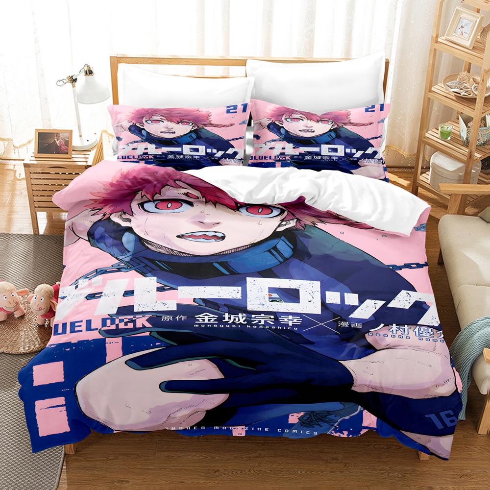 Blue Lock Bedding Set Hot Cartoon Anime Duvet Cover Set King Queen Twin Double Size Comforter Cover Set For Teens and Boys