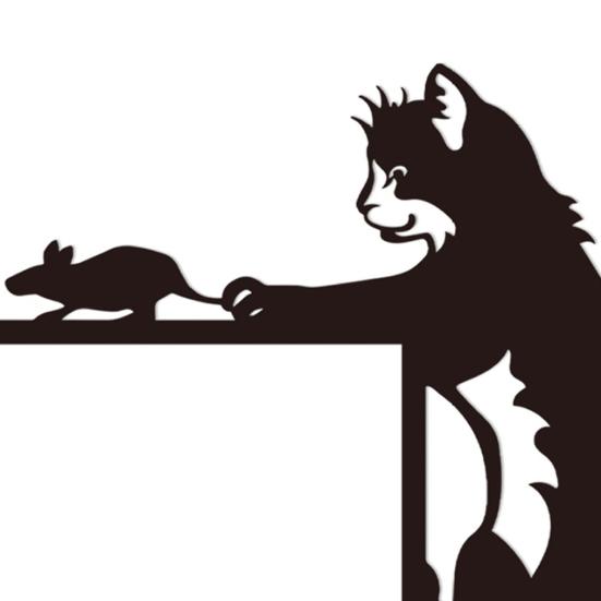 Yousheng Black Cat Дверной топпер Деревянная кошка и мышь Дверная рама Украшение для игр с кошкой Угловой декор для двери Подарок для любителей кошек