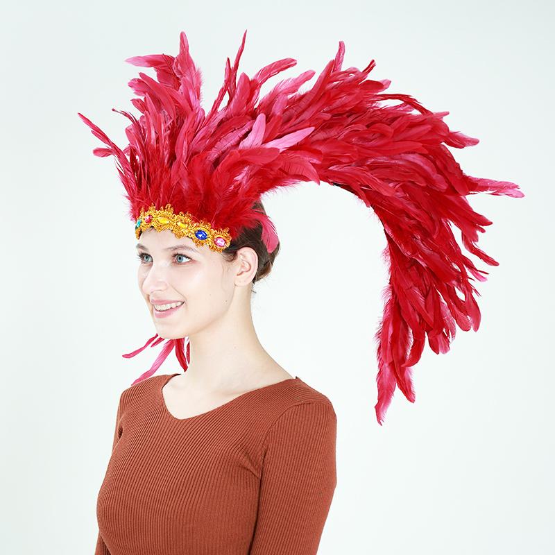 Halloween Carnival Masquerade Cosplay Props Customize Color Luxury Fashion Hand-sewn Unisex Soft Feather Headband Costume Custom