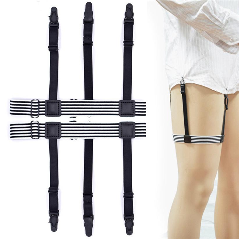 Men's Shirt Stays Garters Elastic Adjustable Shirt Holders Striped Suspenders Straps Anti-skid Belt