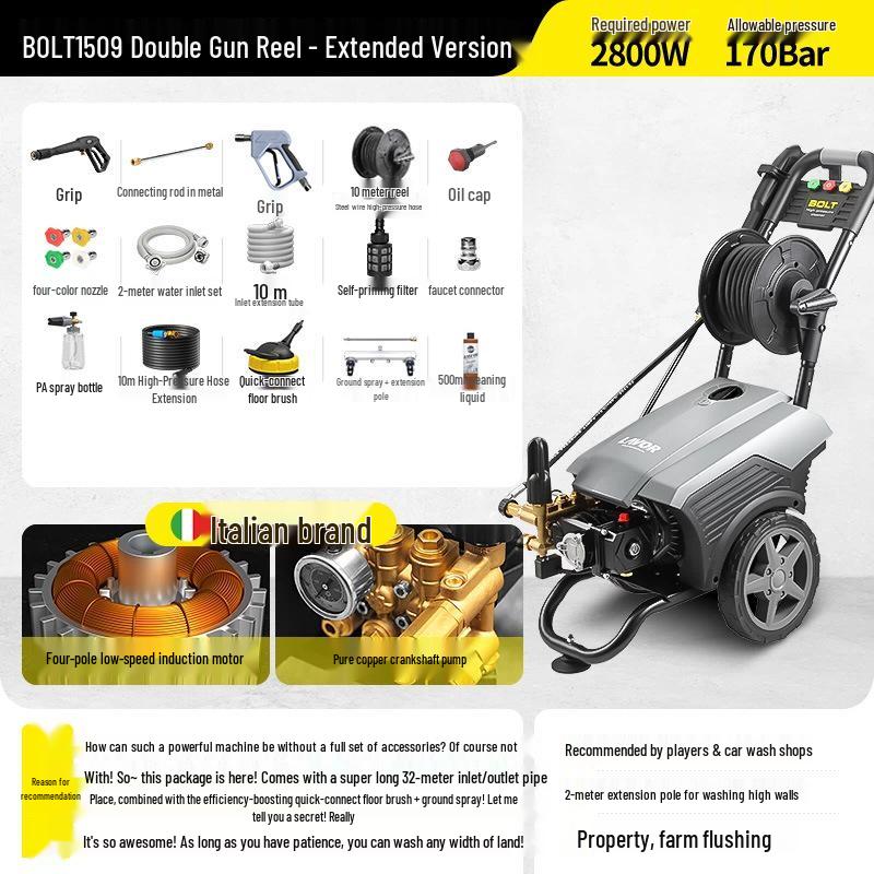 Lava 220V High-Pressure Car Washer: Powerful Industrial Water Pump & Gun for Commercial Cleaning