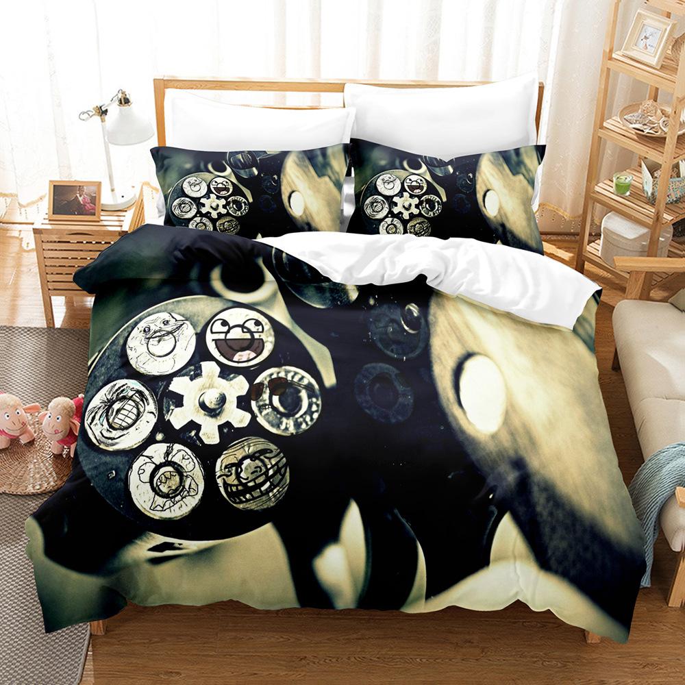 Односпальный/Полуторный/Двуспальный/Квинсайз/Кингсайз 3D-принт Игровой комплект постельного белья с тематикой AK-47 и пули PUBG для спален взрослых и детей