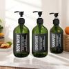 3pcs 500ML Round Bottles Green /Amber Lotion Bottle Plastic Soap Dispenser Portable Shampoo Conditioner Dispensers with 6 Labels