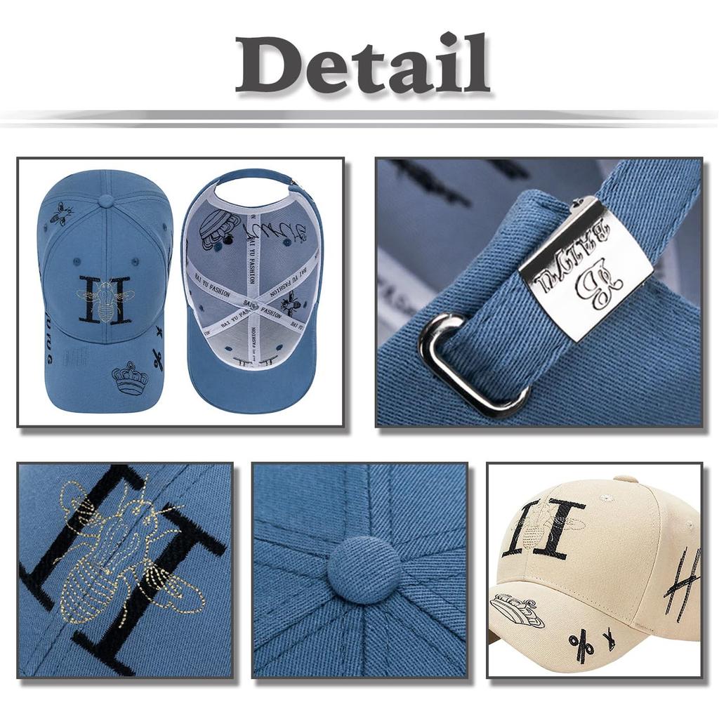 Baseball English CZ026 [White Fang] Hat, Cap, Logo, Letters, Brim, Cap, Stylish, Pop, Bee, Cool, Men's, Women's, (White)