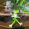 Frog Figurine Reading On A Swing Funny Collection Cute Animal Sculpture Ornament for Backyard