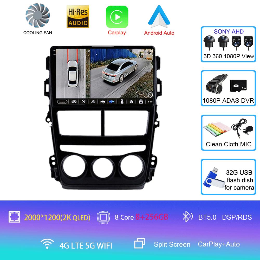 Для Toyota Vios Yaris 2018 2019 2020 автомобильный радиоприемник мультимедийный плеер GPS-навигация Multimidia 2 Din Android 14 DSP без DVD