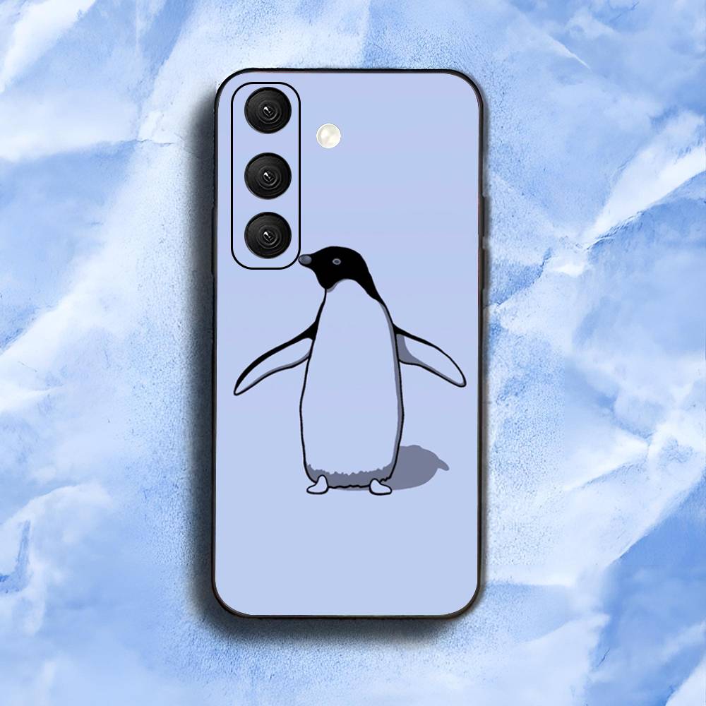 Милый пингвин для Samsung Galaxy S23 S24 S25 Ultra S22 Plus S21 Черный Мягкий чехол Водонепроницаемый Мягкий чехол