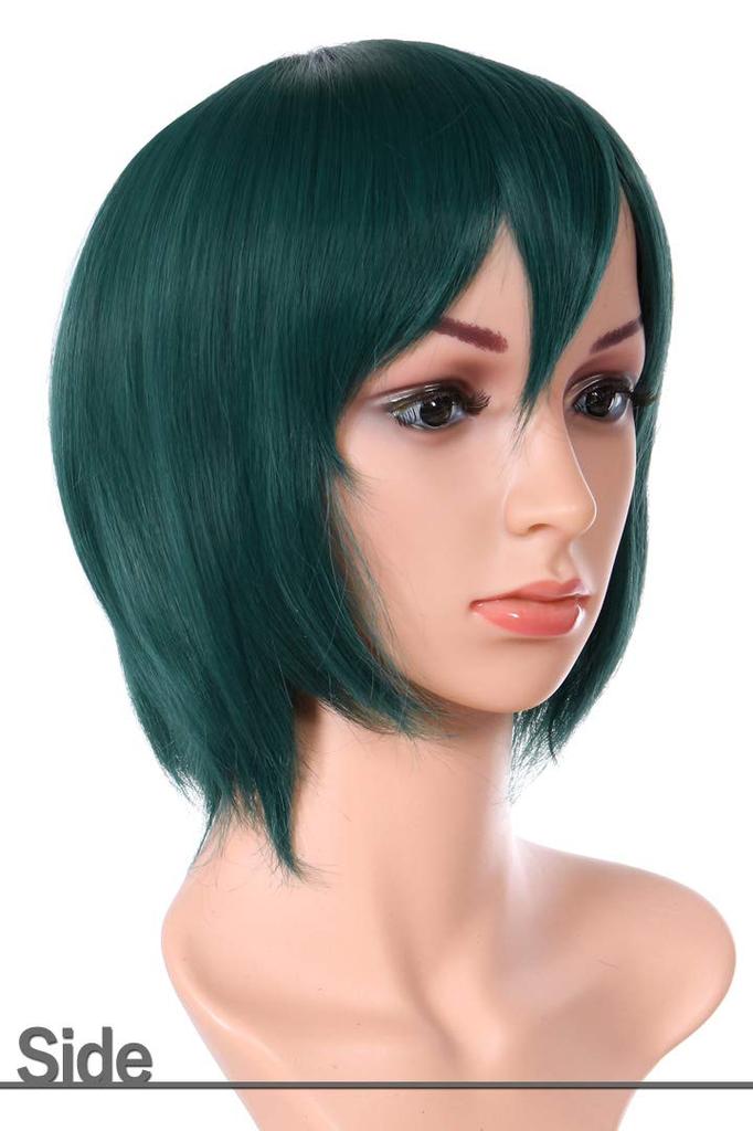 Full Lots of Green Heat Wig with [Fujitatsu] Wig, Short, Cosplay, Wig, Bob, Cross-dressing, Straight, Hair, Hair, Resistant, Net, E02-T5914