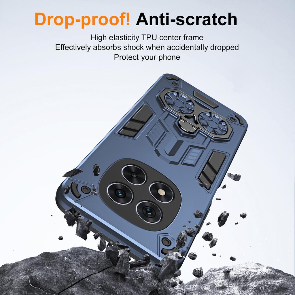 Phone Case for Xiaomi Poco X7 5G/Redmi Note 14 Pro 5G/4G Ring Holder Kickstand PC+TPU Shockproof Cover
