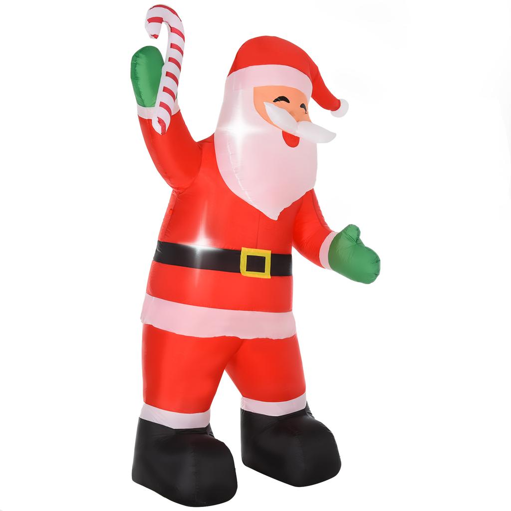 Inflatable Christmas Decoration, 2.4 m Santa Claus with LED Lighting, Candy Cane for Indoor and Outdoor Use