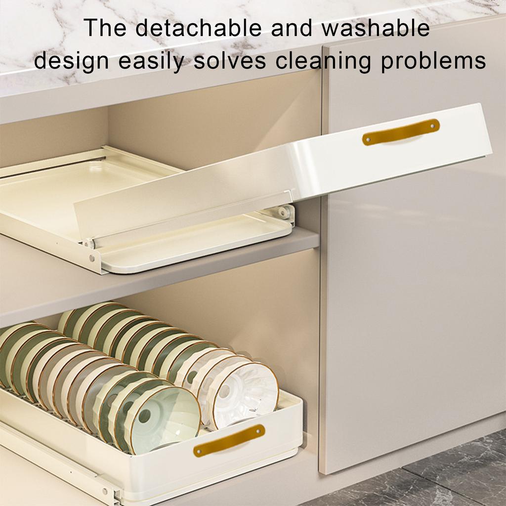 Draining Rack Self-adhesive Stripe Drawer Type Heavy Duty Load Capacity Easily Pull-out Dish Plate Bowl Drying Organiser