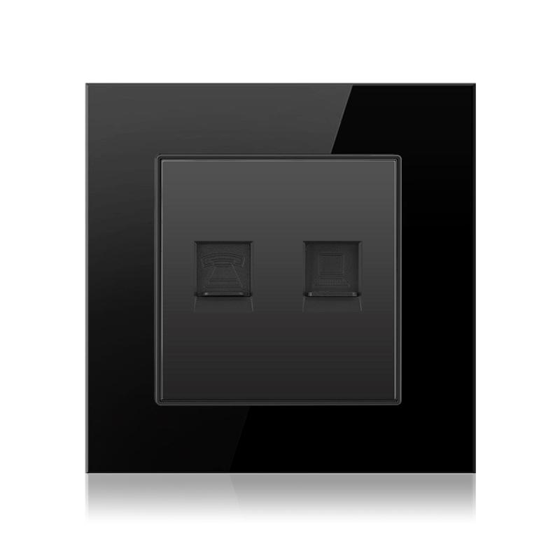 Cat6 Rj45 настенная розетка сетевая розетка с телевизором настенная двойная розетка для передачи данных телефонная панель из закаленного стекла настенная компьютерная сетевая розетка