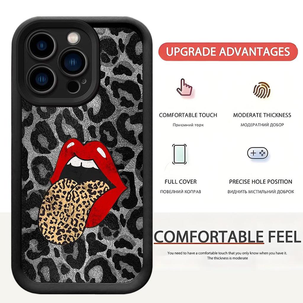 Чехол для iPhone 15/16/17 с леопардовым принтом и черными полосками