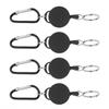4pcs Telescopic Keychain Anti‑Theft Creative Retractable Key Ring Nylon Rope Outdoor Carabiner Holder for Mobile