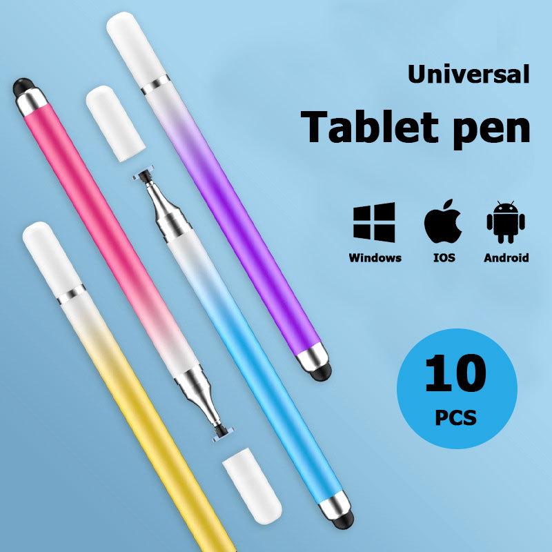 10Pcs Colorful Stylus Tablet Pen Universal 2-In-1 Drawing Screen Pencil for Samsung Huawei Phone IPad for IPhone Apple Touch Pen