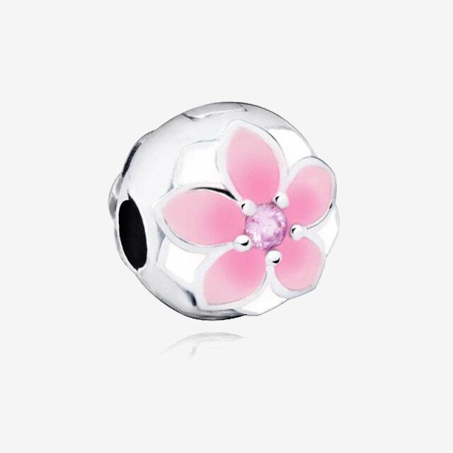 925 Sterling Silver Colorful Beads Transparent Shiny Row Clip Charm Fit Women Bracelet DIY Jewelry