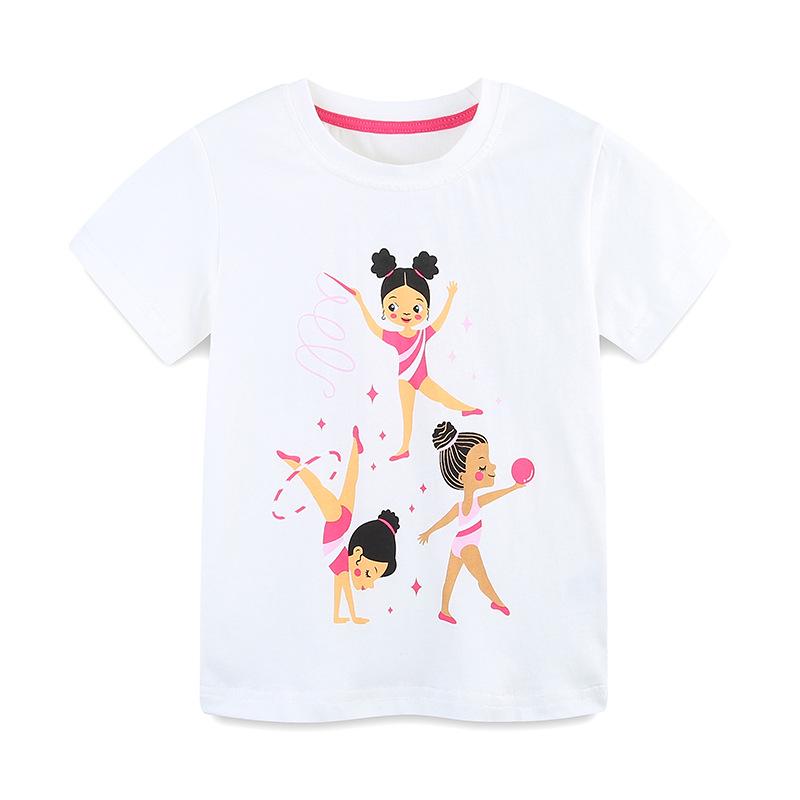 AostaBetty Girls' Short Sleeve Summer T-shirt - European & American Style Fashion Print, Round Neck.