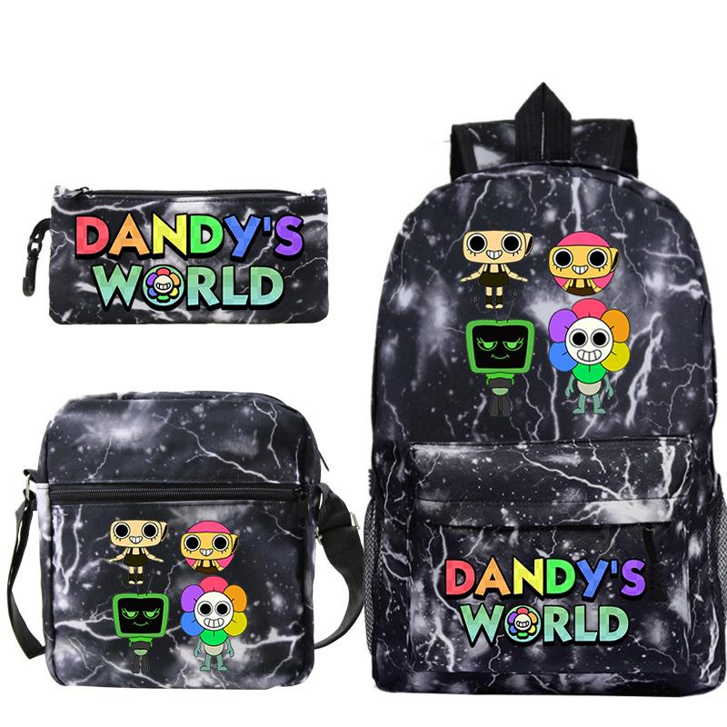 Dandy'S World Printed Fashion Children'S Pencil Case Messenger Bag Three-Piece Set Primary And Secondary School Bag