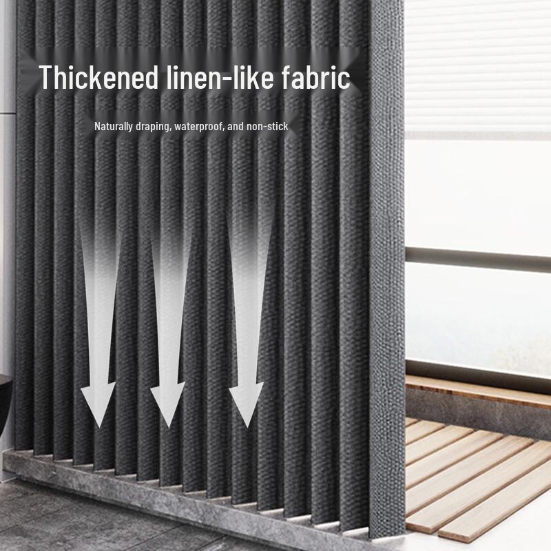 Imitation Linen Foldable Shower Curtain