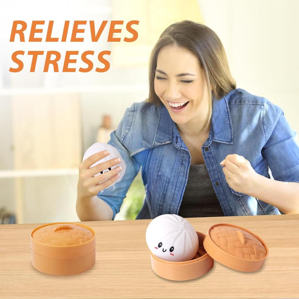 Pekkaxy Squishy Dumpling Stress Balls for Adults & Kids – Fidget Sensory Toy, Squeeze Dough Ball, Stretchy Stress Relief Toy for ADHD – Compatible