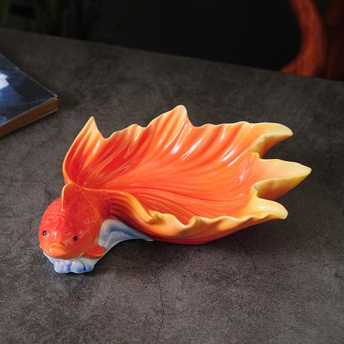 Керамическая тарелка «Золотая рыбка», набор из 2 предметов, тарелка для закусок из сухофруктов, фруктовые тарелки, салатница, обеденные тарелки, поднос для ключей, украшения для хранения вещей