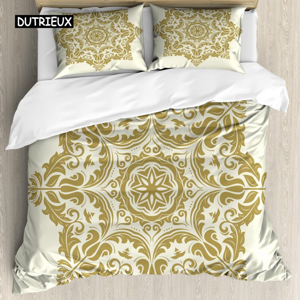 Комплект постельного белья Bohemian Mandala из 2/3 предметов, двуспальное, двуспальное, королевского размера, пододеяльник и наволочка, мягкое постельное белье