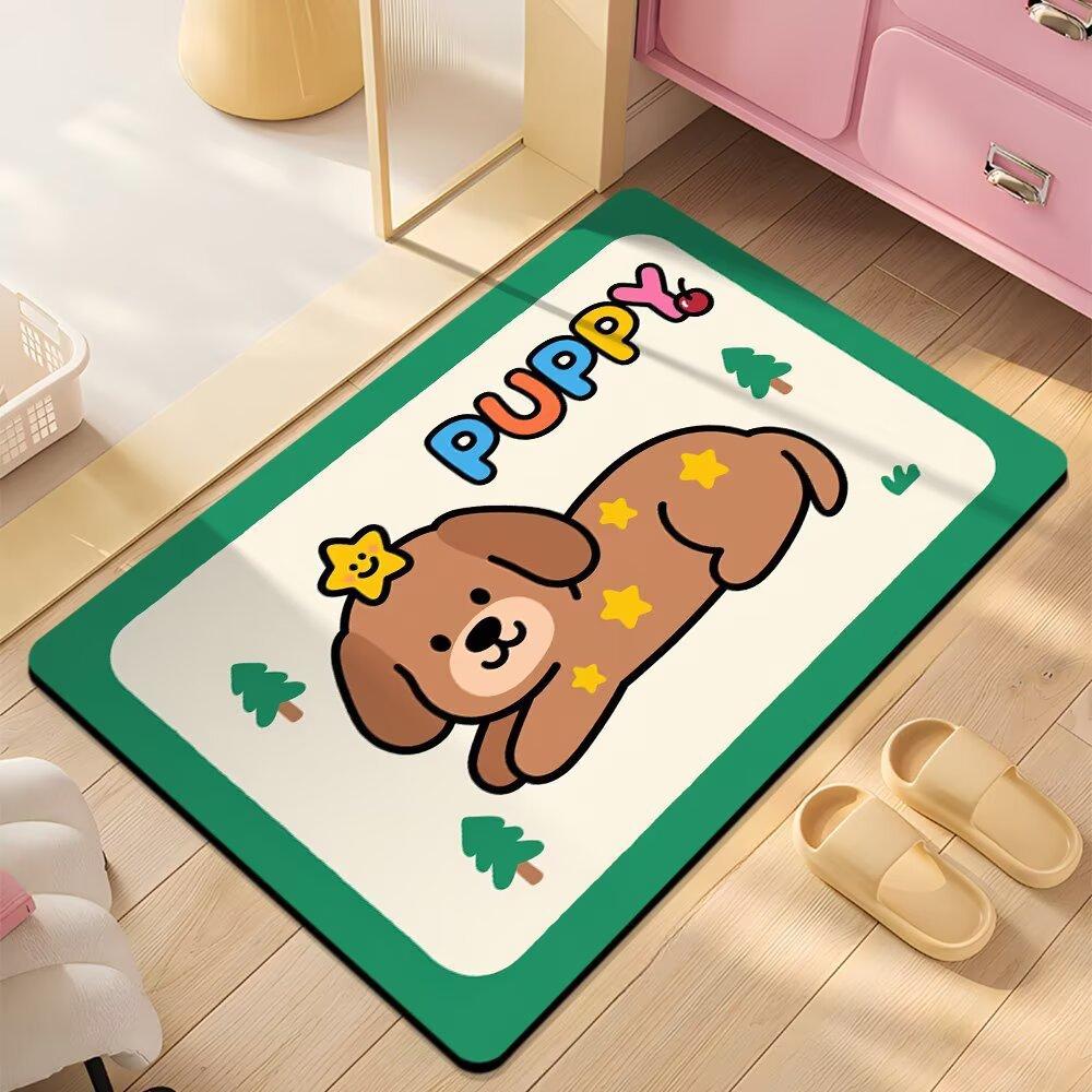 Floor Mat Bathroom Absorbent Mat Cartoon Cute Dopamine Non-slip Mat Household Dirt-resistant Foot Mat Diatom Mud Floor Mat