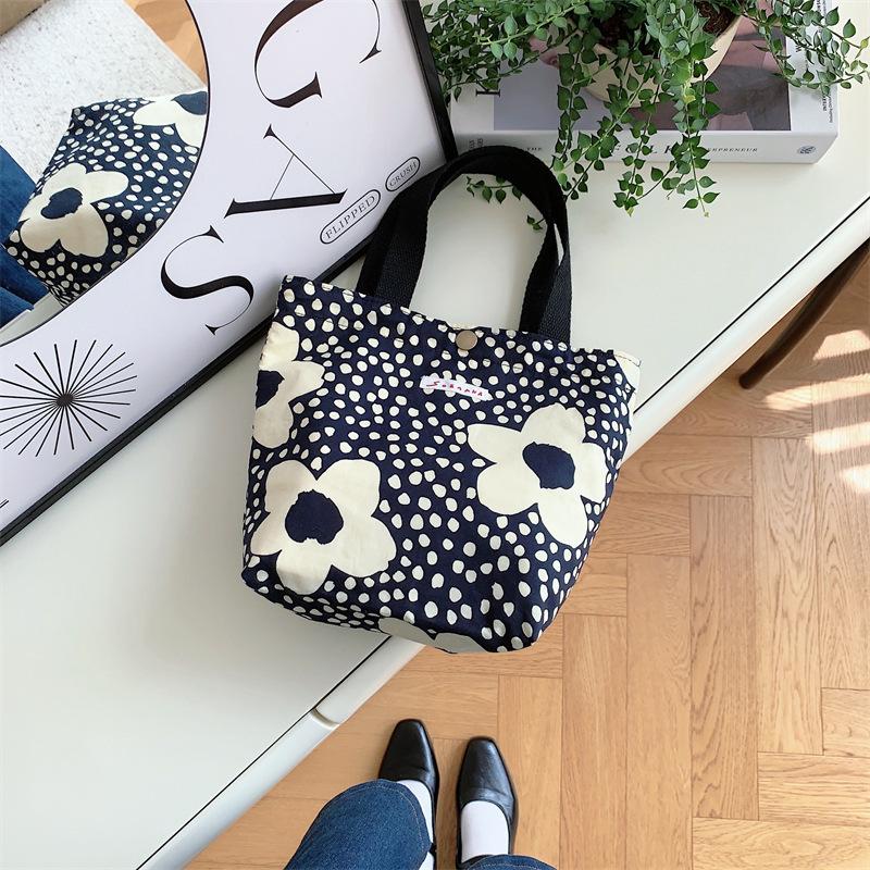 Холщовая сумка со свежими цветами Ланч-бокс Сумка Bento Мамочка переносная сумка для покупок Маленькая сумка