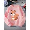 European sizes Kids' Crewneck Sweatshirt - Cute Squirrel Standing Pink Background , Sportswear And Casual Wear, Soft And Comfortable