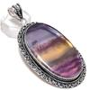 Fluorite Gemstone 925 Sterling Silver Jewelry Pendant 3.03"
