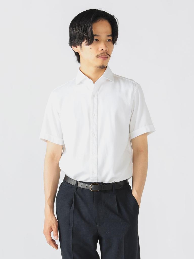 Shirt Herringbone Cutaway Collar Shirt WHITE XL [BEAMS HEART] S/S (S-XL) Men's