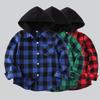 Рубашка в клетку для подростков и мальчиков, повседневная верхняя одежда с капюшоном, весна-осень, модная универсальная блузка для девочек 2-7 лет, детские топы