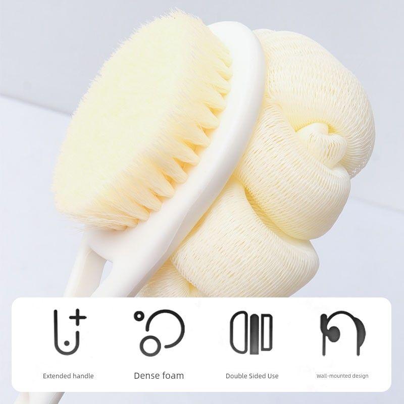 Bath Brush with Long Handle for Scrubbing the Back, a Magic Tool for Self-Cleaning, Double-Sided for Back and Body Use