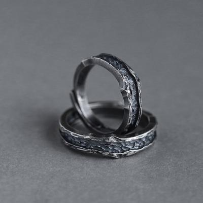 Кольцо Abyss, мужское парное кольцо, ручная работа, простые мужские и женские кольца в стиле ретро