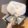 Women Winter Warm Thicken Cross Collar Neck Warmer Solid Color Faux Rabbit Fur Plush Elegant Shawl Scarfs