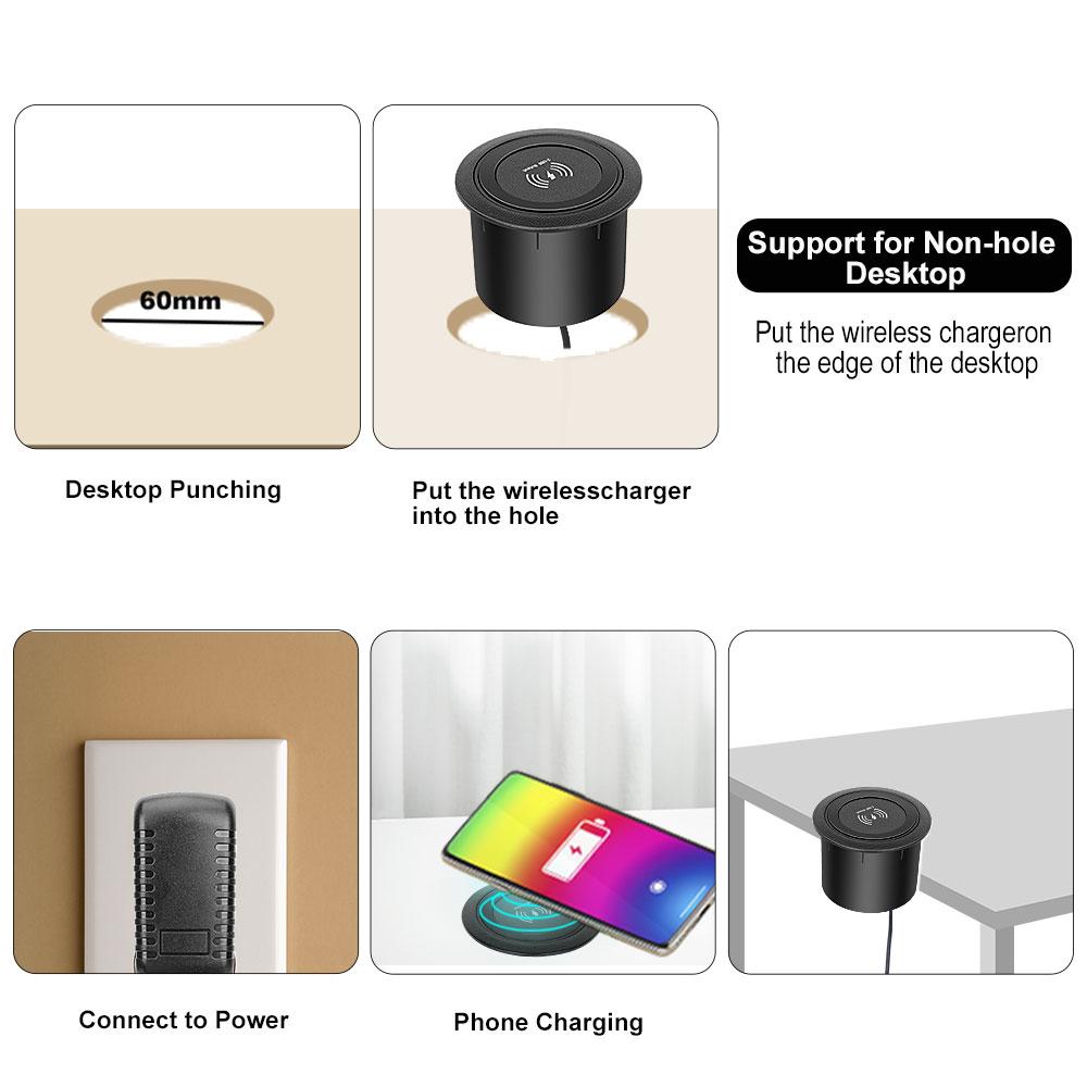 46 Вт мебель настольный встраиваемый стол беспроводная зарядная станция QC3.0 USB тип C PD быстрая зарядка для iPhone 13 14 12 Samsung S23