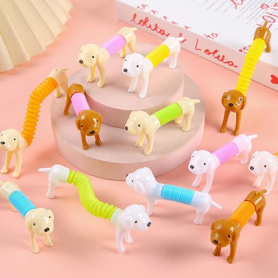 Yousheng 5/10/15/20Pcs Stress Relief Telescopic Tube Dachshund Toy Dog Flexible Tube Fidget Toy Twisting Stretch Sensory Tube Party