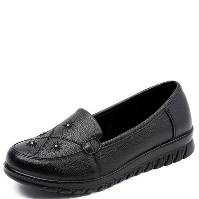 Модная весенне-осенняя обувь из натуральной кожи с мягкой подошвой, противоскользящая, плоская подошва, удобная повседневная обувь для мам из натуральной кожи