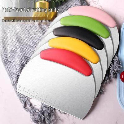 Бытовой полукруглый нож из нержавеющей стали для выпечки и нарезки со шкалой, скребок для муки для кремового торта