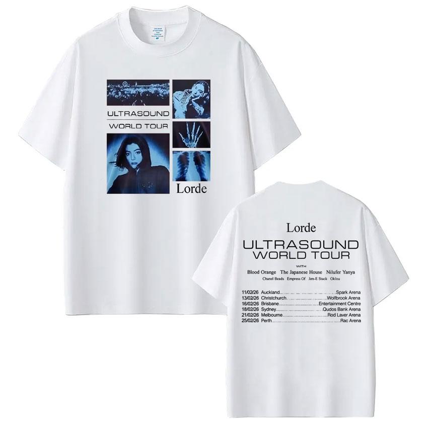 Lorde Ultrasound World Tour 2026 Merch Tshirt Women Unisex Aesthetics Casual Short Sleeve Tees Loose Retro Highquality Tshirts