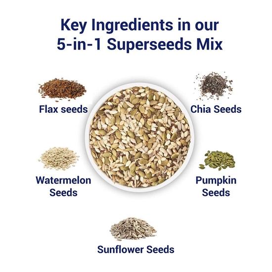 True Elements Trail Mix 250 г - 7 в 1 смесь семян и орехов 125 г + 5 в 1 смесь супер семян 125 г - диетическое питание для снижения веса, жареные семена, смесь семян