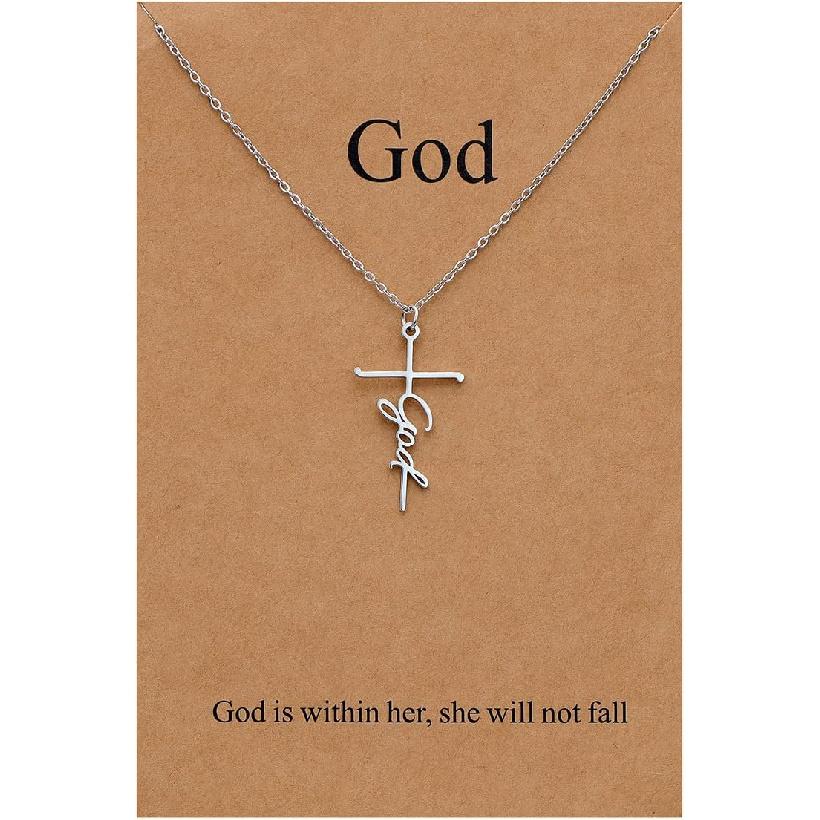 Lcherry Faith Cross Pendant Necklace for Women Religious Christian Jewelry Birthday Christmas Gifts for Women