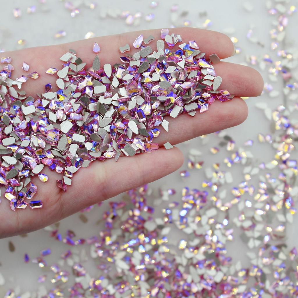 Yiwu Nail Art Diamond Mixed Mini Small Nail Art Flat Bottom Special-Shaped Diamond Mixed K9 Champagne Nail Art Jewelry