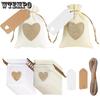 30pcs Linen Gift Bags Heart-shaped Jewelry Storage Bags Party and Wedding Gift Bags Drawstring Bags